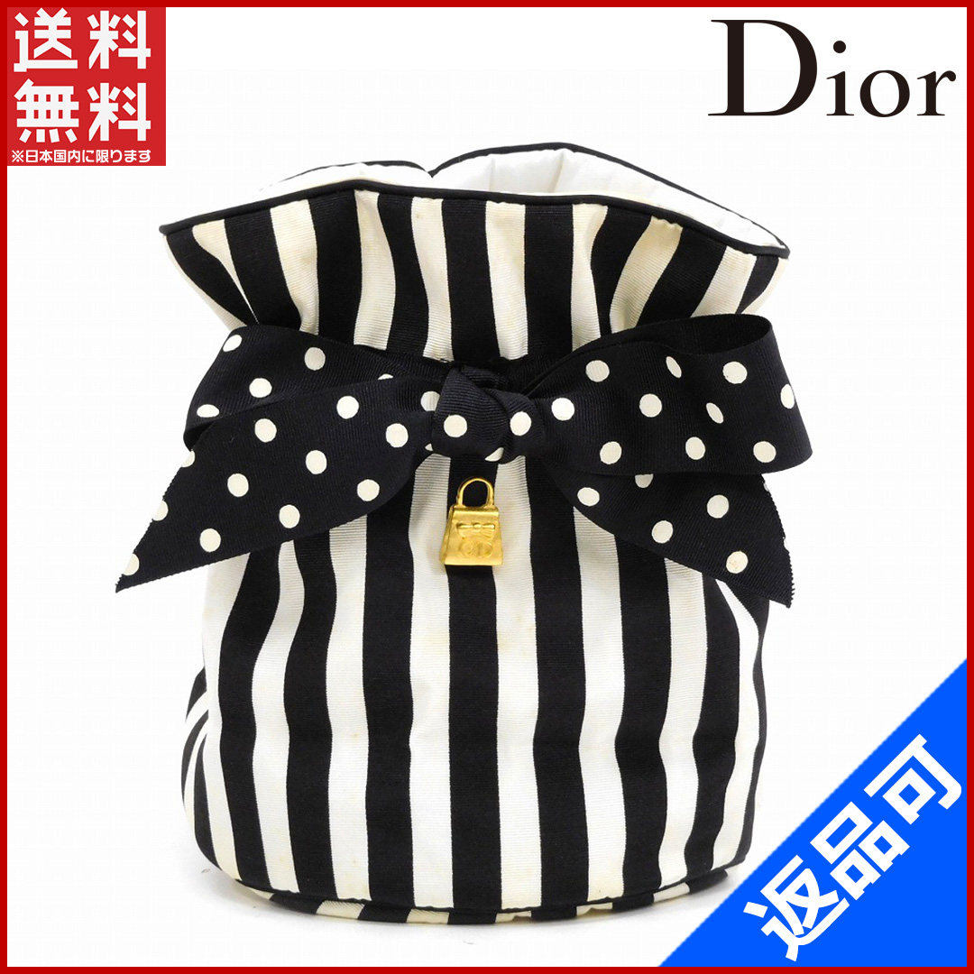 クリスチャン・ディオール バッグ Christian Dior ポーチ ホワイト×ブラック 即納 【中古】 X16842